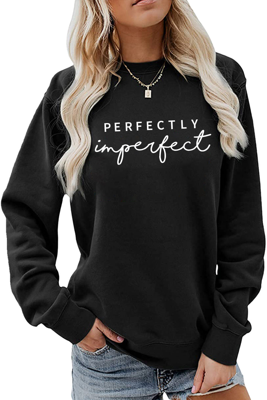 PERFECTLY Imperfect Women's Round Neck Long Sleeve Sweater