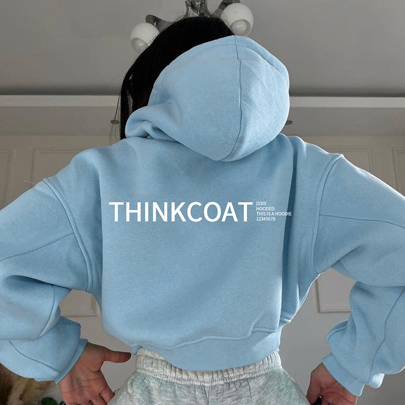 Women's Long-sleeved Letter Printed Hoodie Coat
