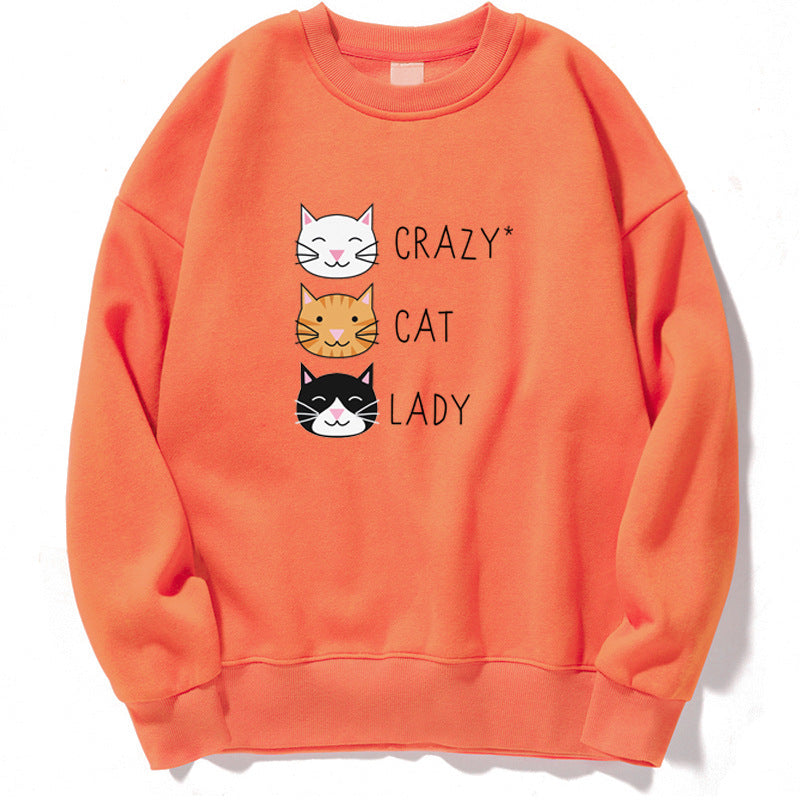 Funny Crazy Cat Print Casual Women's Sweatshirt