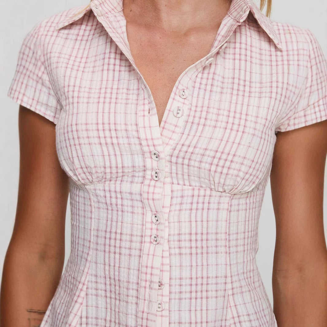 Casual Top Double Button Women's Clothing Sexy Shirt