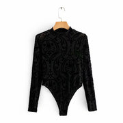 New sexy stand collar gold mesh bodysuit