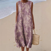 Sleeveless Casual Printed Temperament Long Skirt
