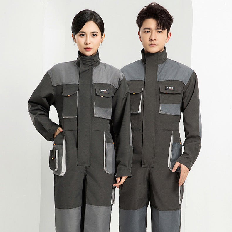 Men's Durable Multi-Pocket Long-Sleeve Work Overalls