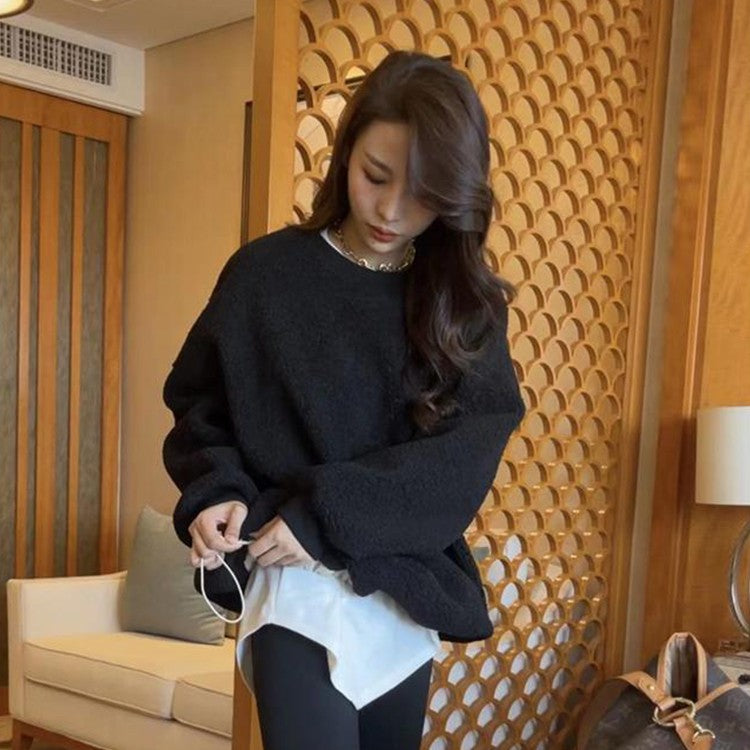Lazy Wind Lambswool Round Neck Sweater Female
