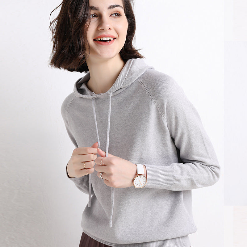 Women's Lightweight Knitted Hooded Sweater