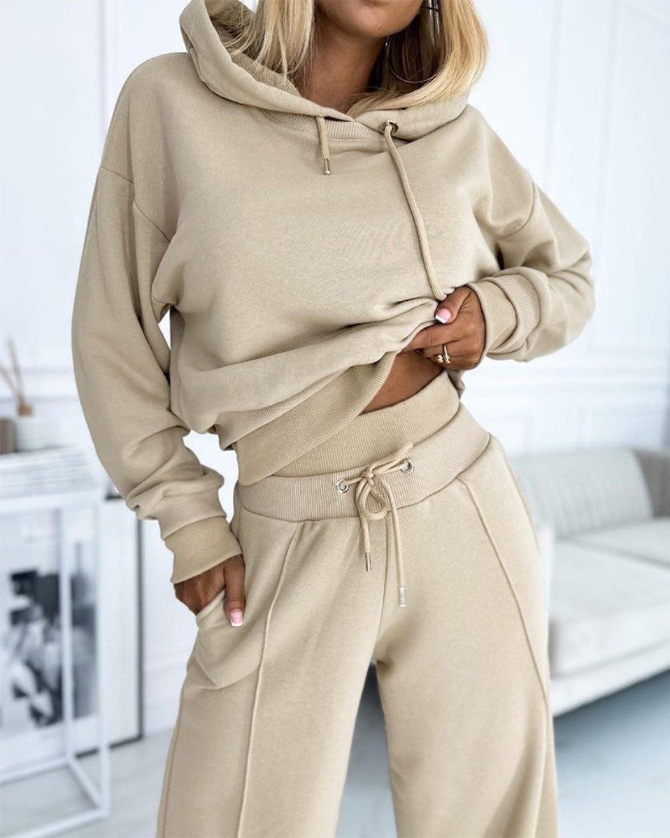 Women's Sporty Casual Hoodie and Pocket Sweatpants Set