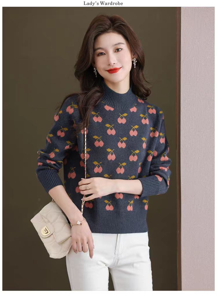 Women's Cashmere Sweater Autumn and Winter New Half Turtleneck Bottoming Shirt