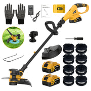 21V Lithium‑Ion Lawn Mower & Electric Trimmer Combo with Two 4.0 Ah Batteries and Fast Charger
