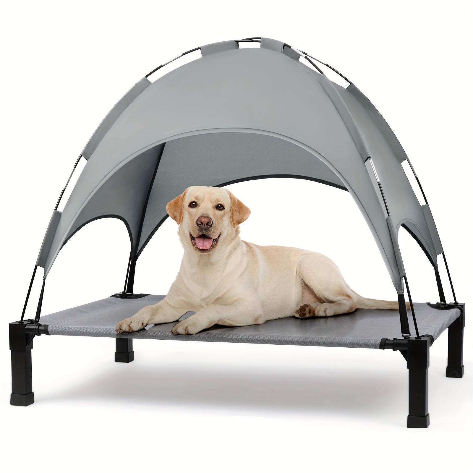 Elevated Dog Bed With Canopy, Outdoor Dog Bed Cot With Removable Shade Tent, Portable Raised Pet Cot Cooling Bed For Dogs And Cats