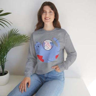Chic Printed Round Neck Loose Sweatshirt for Women