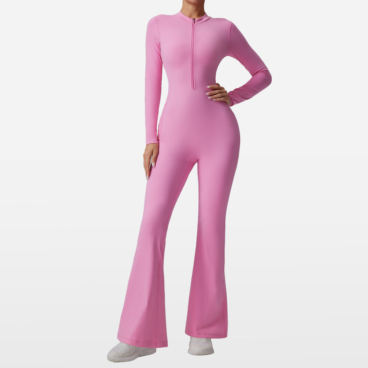 Slim-Fit Zip Long-Sleeve Yoga Jumpsuit