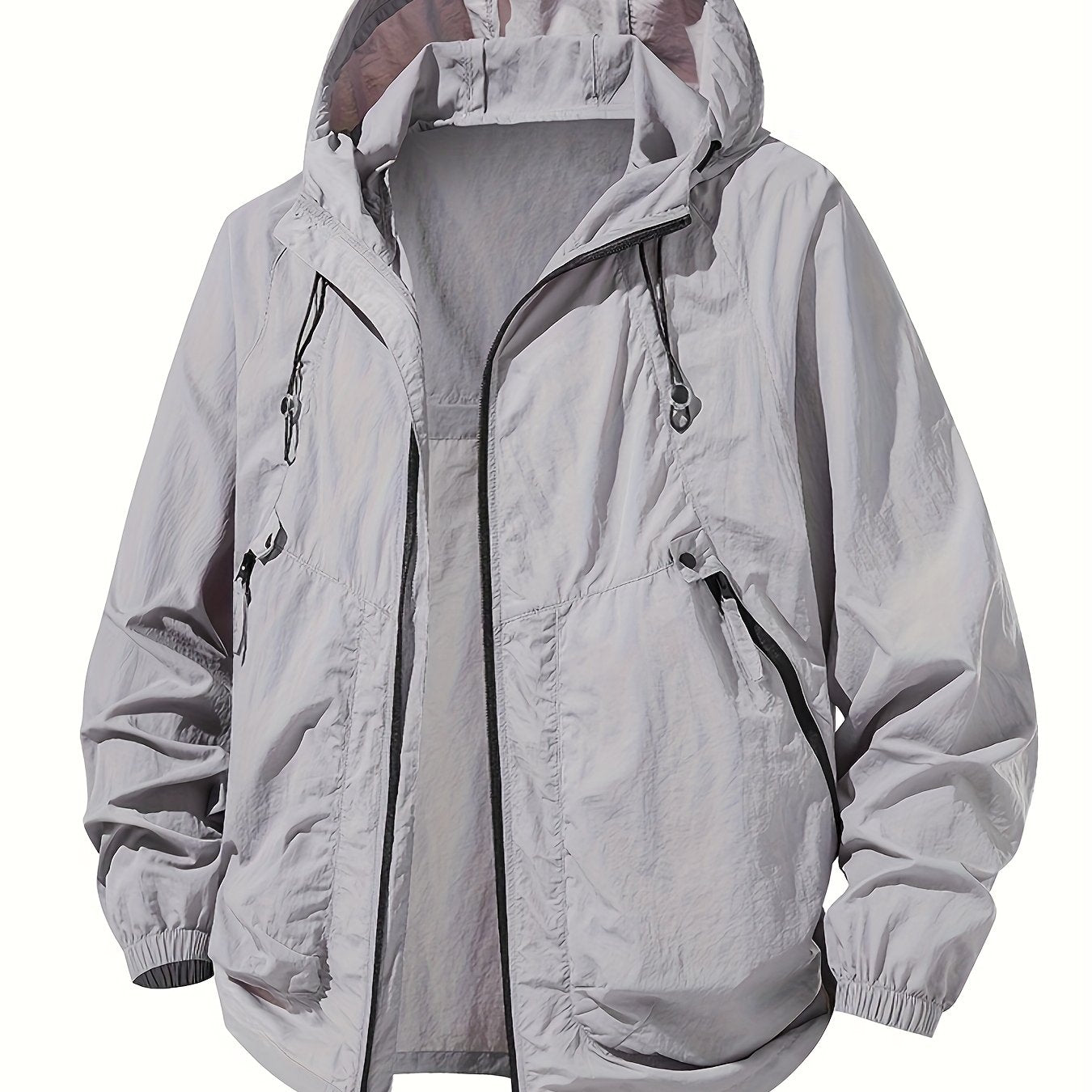 Men's Lightweight Summer Outdoor Jacket with Hood, Large Zippered Pockets – Breathable, Quick‑Dry, Casual Style for Hiking, Climbing and Fishing