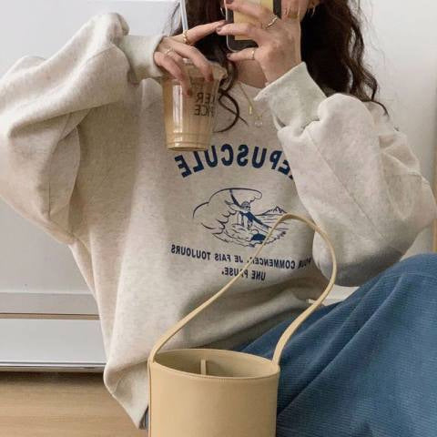 Women's Fleece-Lined Thick Round Neck Loose Fashion Sweater