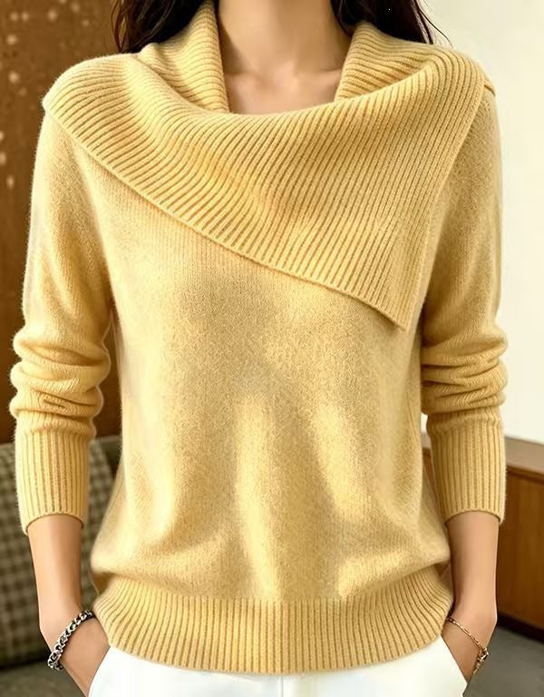 Womens Relaxed-fit Casual Lapel Sweater