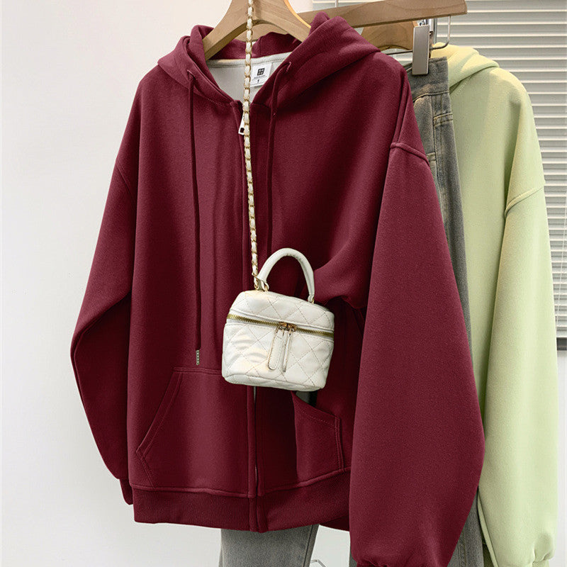 Women's Cozy Cotton Hooded Zip-Up Sweatshirt