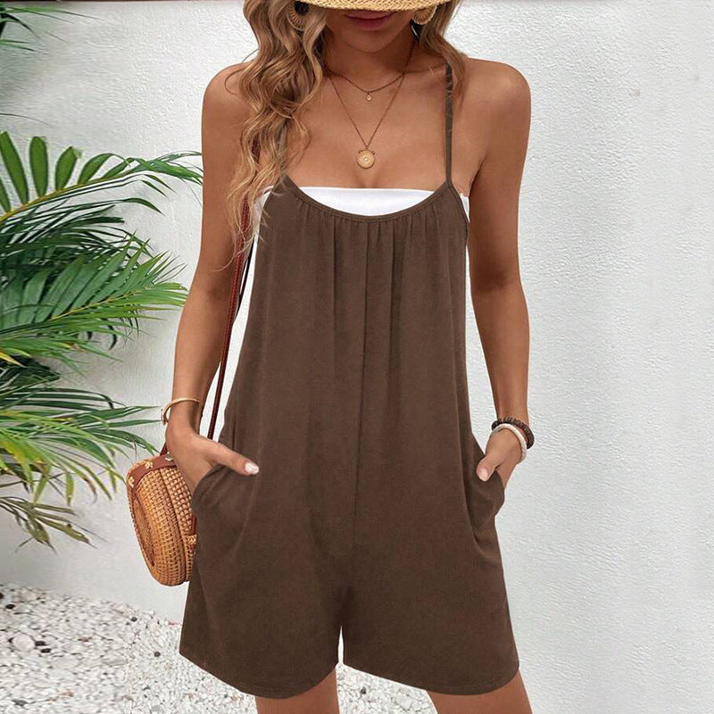 Women's Solid Color Casual Romper & Jumpsuit Shorts