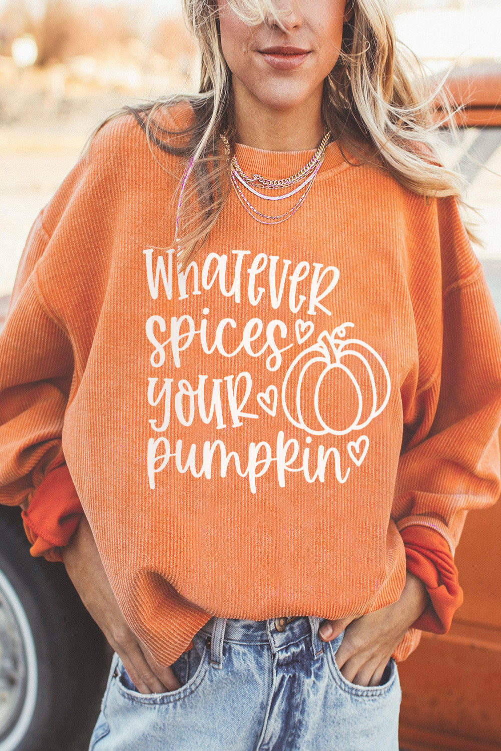 Women's Halloween Pumpkin Graphic Loose Round Neck Pullover Sweater