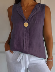 Plus‑Size Lightweight V‑Neck Sleeveless Top – Soft, Loose Fit
