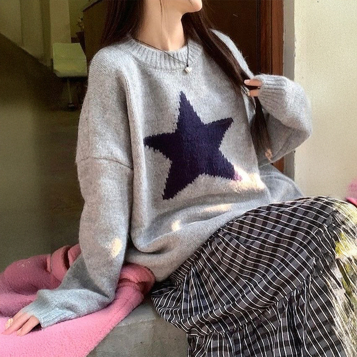 Women's Crew-neck Simple Long-sleeve Sweater Top