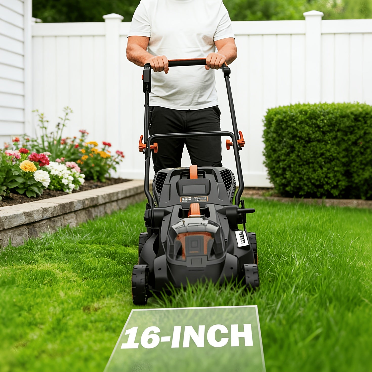 36V Brushless Cordless Lawn Mower 19‑in/16‑in Deck with 4 Ah Battery – 6 Cutting Heights, 2‑in‑1 Mulching & Grass Collection, Foldable Handle