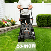 36V Brushless Cordless Lawn Mower 19‑in/16‑in Deck with 4 Ah Battery – 6 Cutting Heights, 2‑in‑1 Mulching & Grass Collection, Foldable Handle