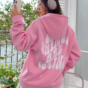Cozy Streetwear Letter Print Brushed Hoodie