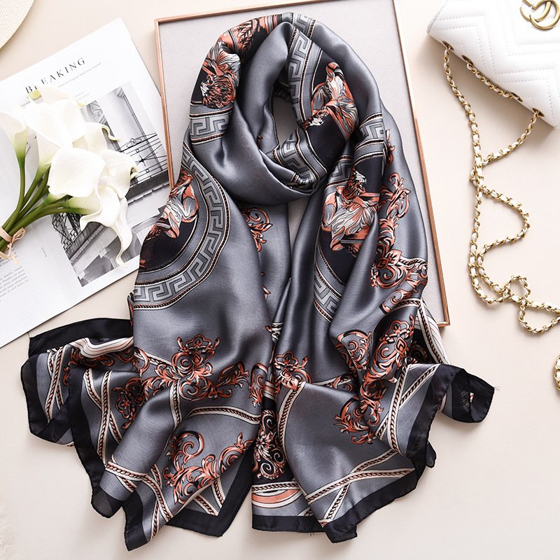 Soft Floral Silk Scarf for Women