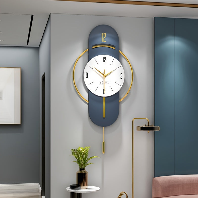 Wall Clock, Decorative Wall Clocks with Pendulum, 1pc Silent Quality Quartz Wall Clock Battery Operated (not Included), Large Wall Clock for Living Room, Kitchen, Home, Bathroom, Bedroom Wall Decor, 13.7x28.3inch