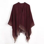 Cozy Striped Cloak - Neutral Wrap for Winter
