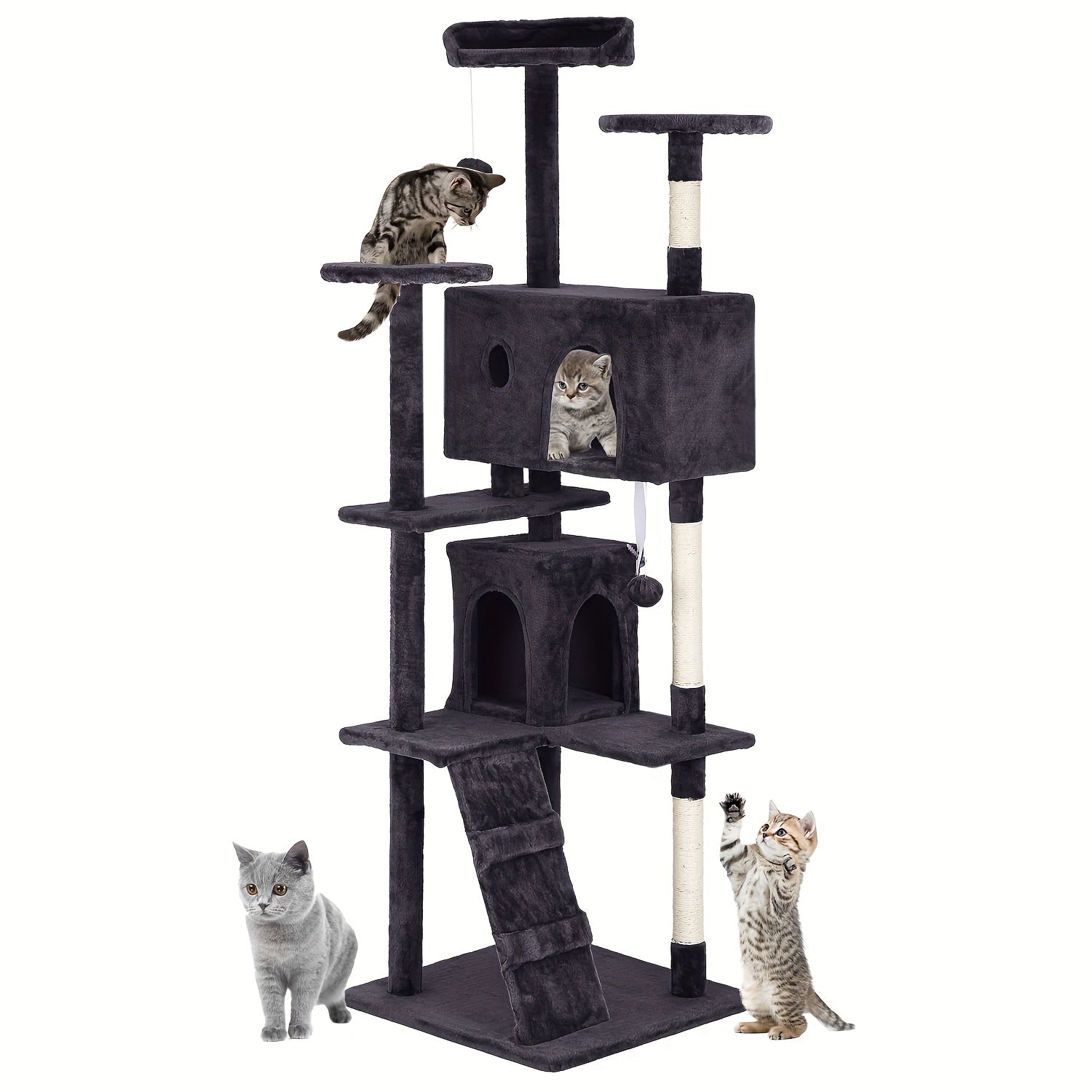 70/54 Cat Tree, Large Cat Tower Beautiful Perfect Gift For Cats, Multi-level Furniture Activity Center With Scratching Post Stand House Apartment Fun Toy Kitten Pet Playhouse, Easy To Assemble, Gift