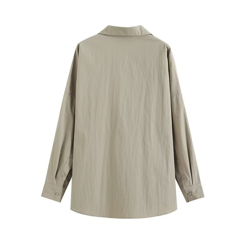 Green Pleated Loose-fitting Wide-leg Trousers