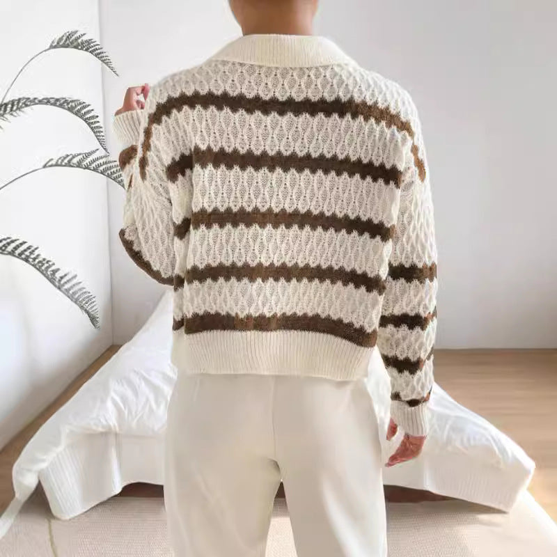 Autumn and Winter Classic Striped Loose Casual Sweater Top