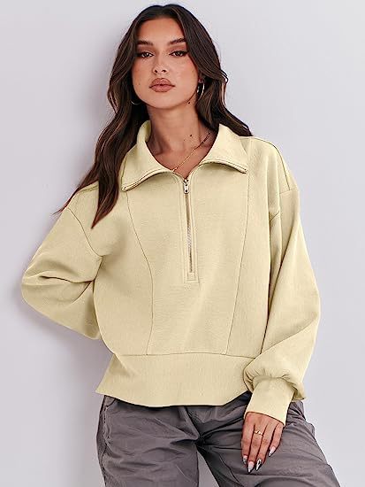 Women's Half-Zip Long Sleeve Pullover Sweater