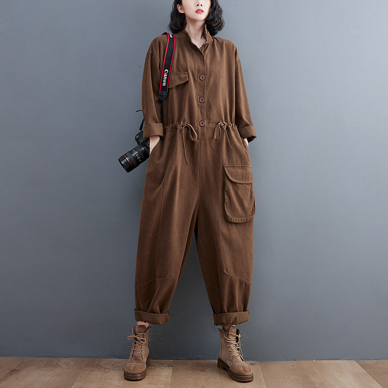 Plus Size Retro Loose One-Piece Casual Jumpsuit