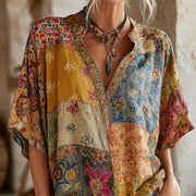 Retro Print Casual Women's Long-Sleeve Pullover Top