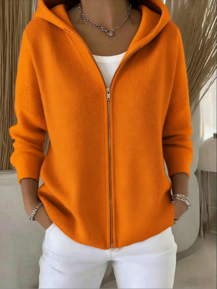 Zip-up Knitted Hooded Sweater Cardigan Coat