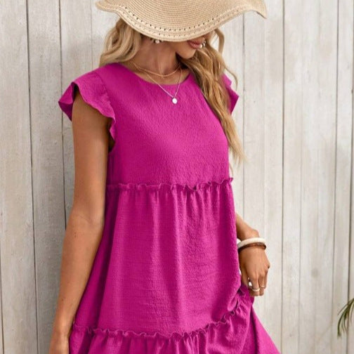European and American-style Fashionable Thin Breathable Round-neck Sleeveless Dress