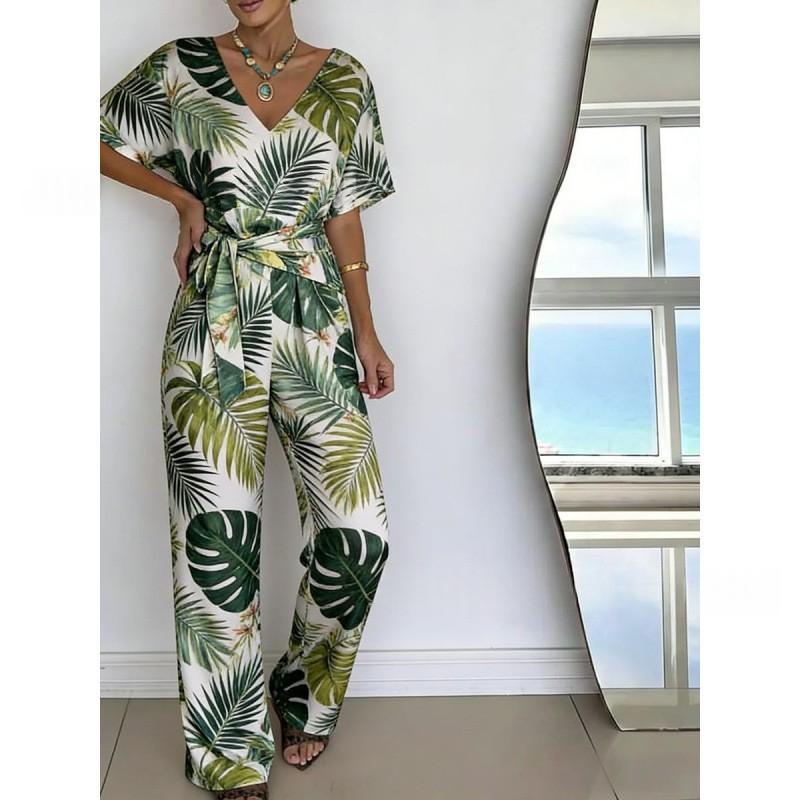 Chic V-Neck Casual Mid-Length Dress with Belt