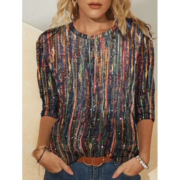 Vintage Printed Loose Round Neck T-Shirt