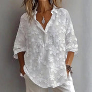 Spring And Autumn Cotton Jacquard Top 7-quarter Sleeve Top