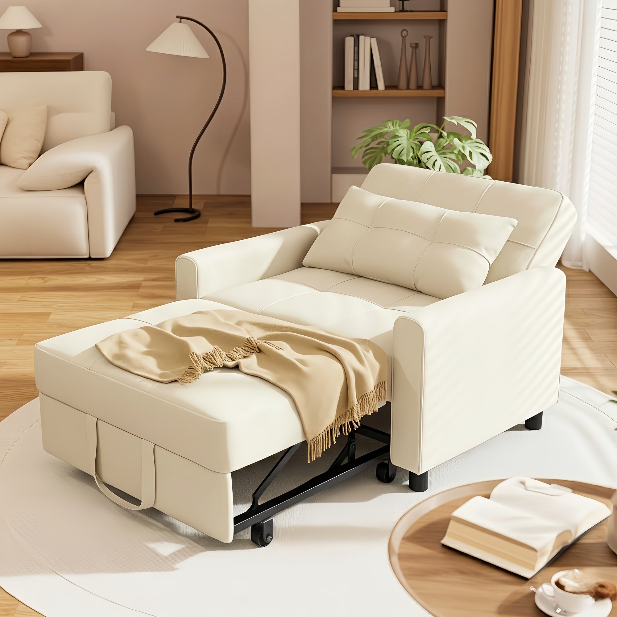 3‑in‑1 Convertible Sofa Chair with Pull‑Out Bed and Pillows – Modern Loveseat Design