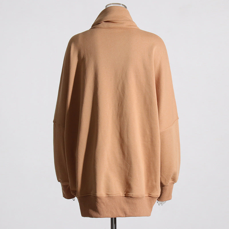 Women's Loose Scarf Collar Irregular Long Sleeve Sweatshirt