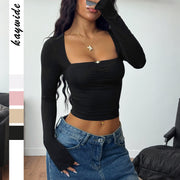 Women's Solid Long-Sleeve Layering T-Shirt