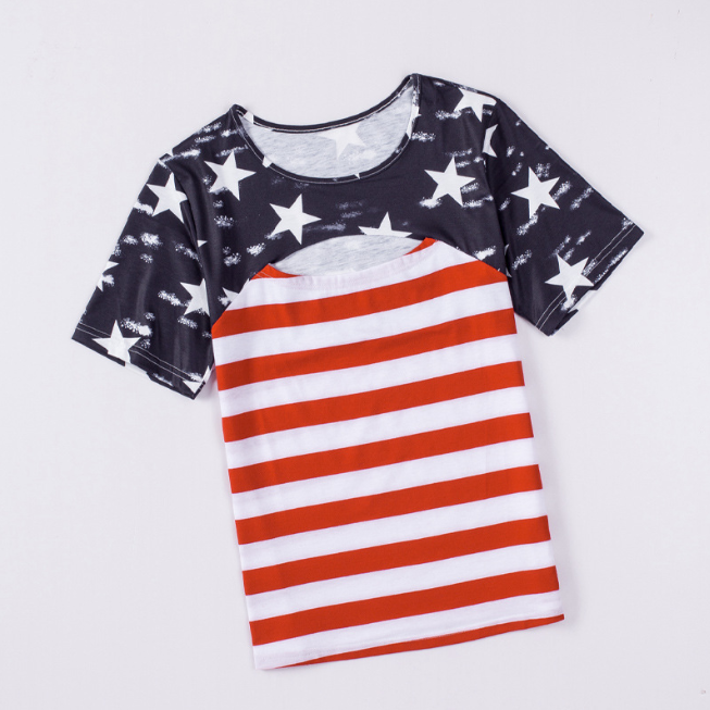 Contrast Striped Hollow Women's Casual Tee