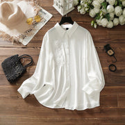 Heavy-embroidered French-style White Womens Blouse