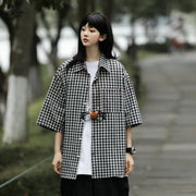 Retro Relaxed-fit Casual Three-quarter-sleeve Shirt