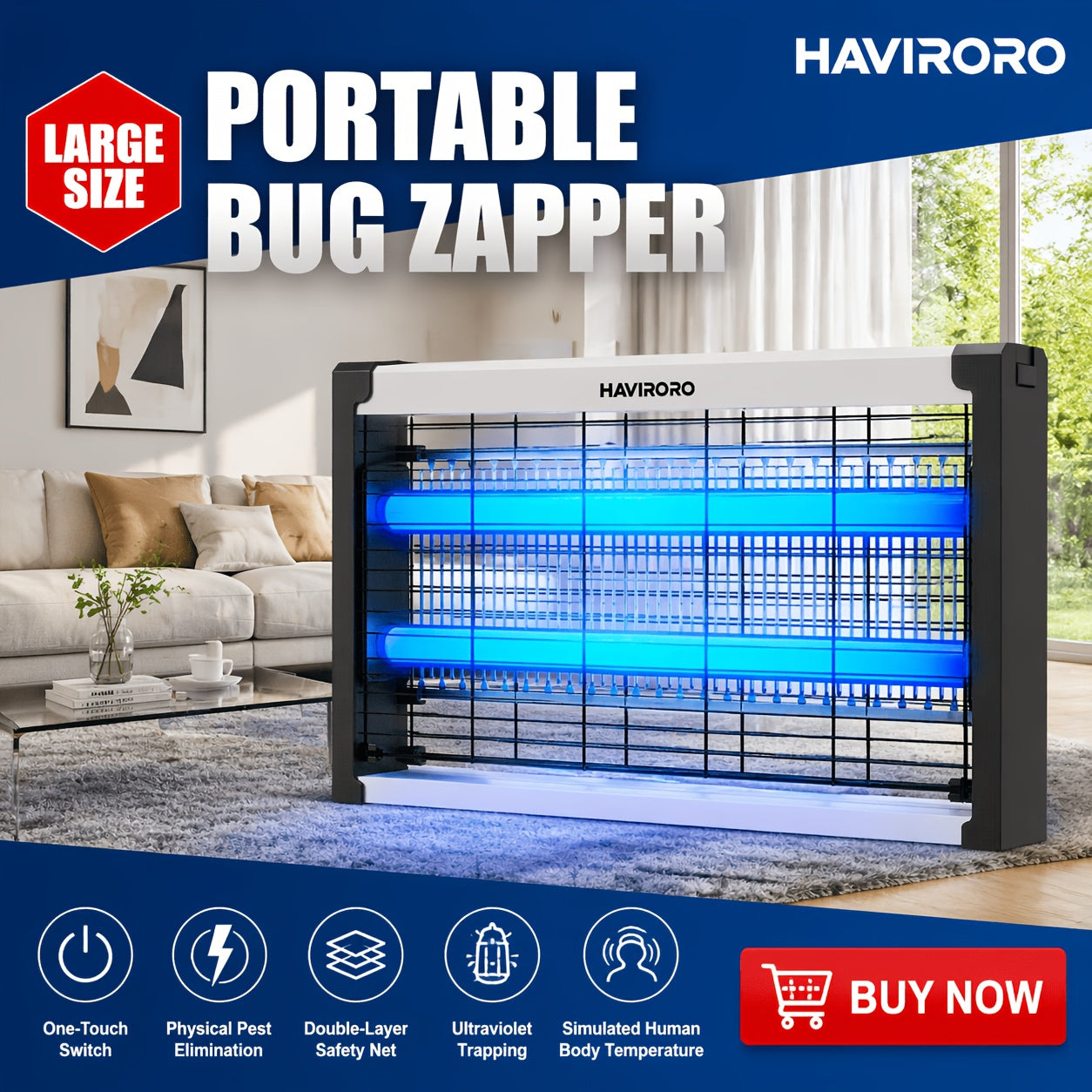 Plug-In Electric Bug Zapper 4500V High-Voltage Indoor and Backyard Mosquito Killer with Corded Power for Home and Kitchen