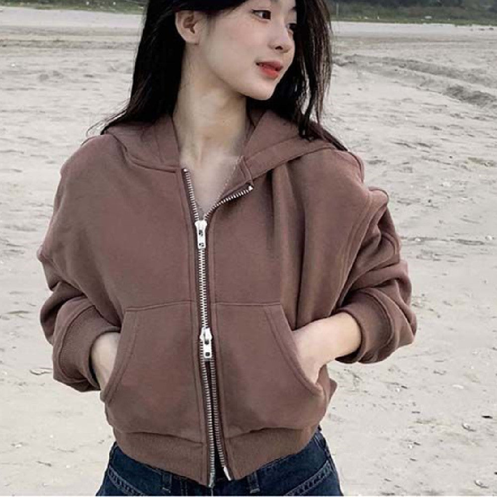 Retro Double-Zipper Oversized Hoodie for Women