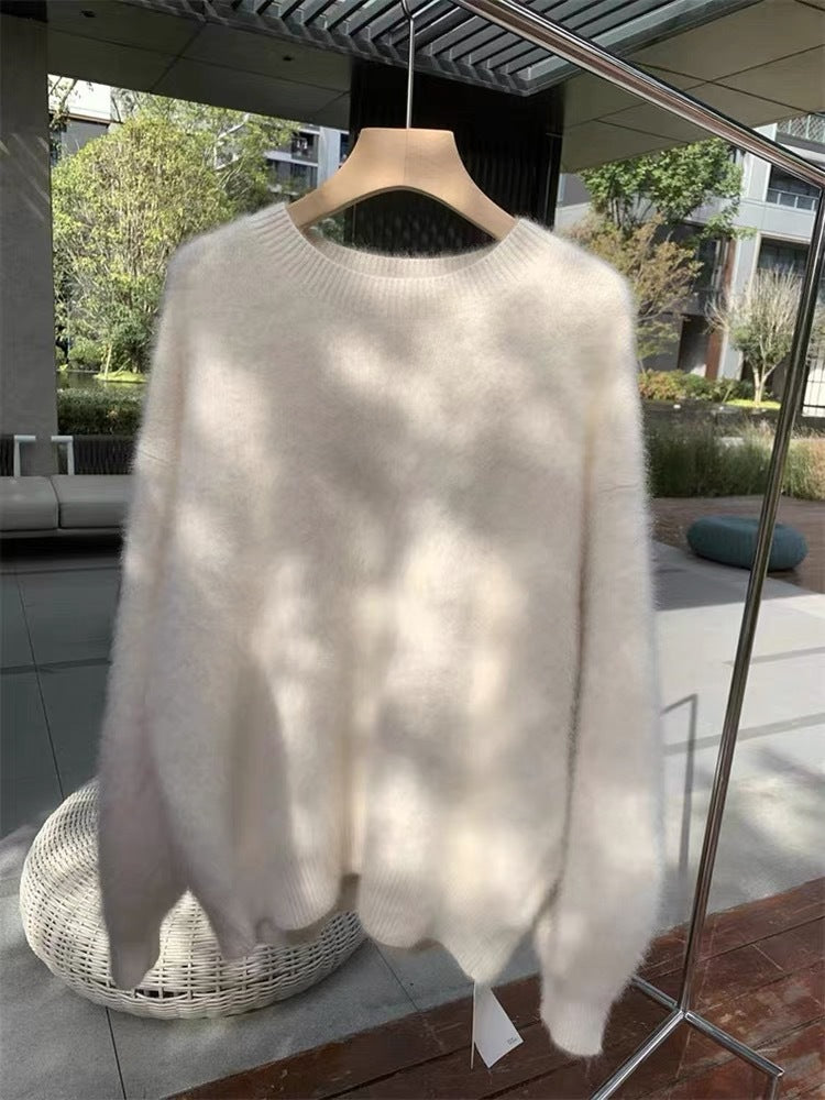 Thickened Cozy Mohair Sweater for Women in a Relaxed Laid-back Style for Fall and Winter