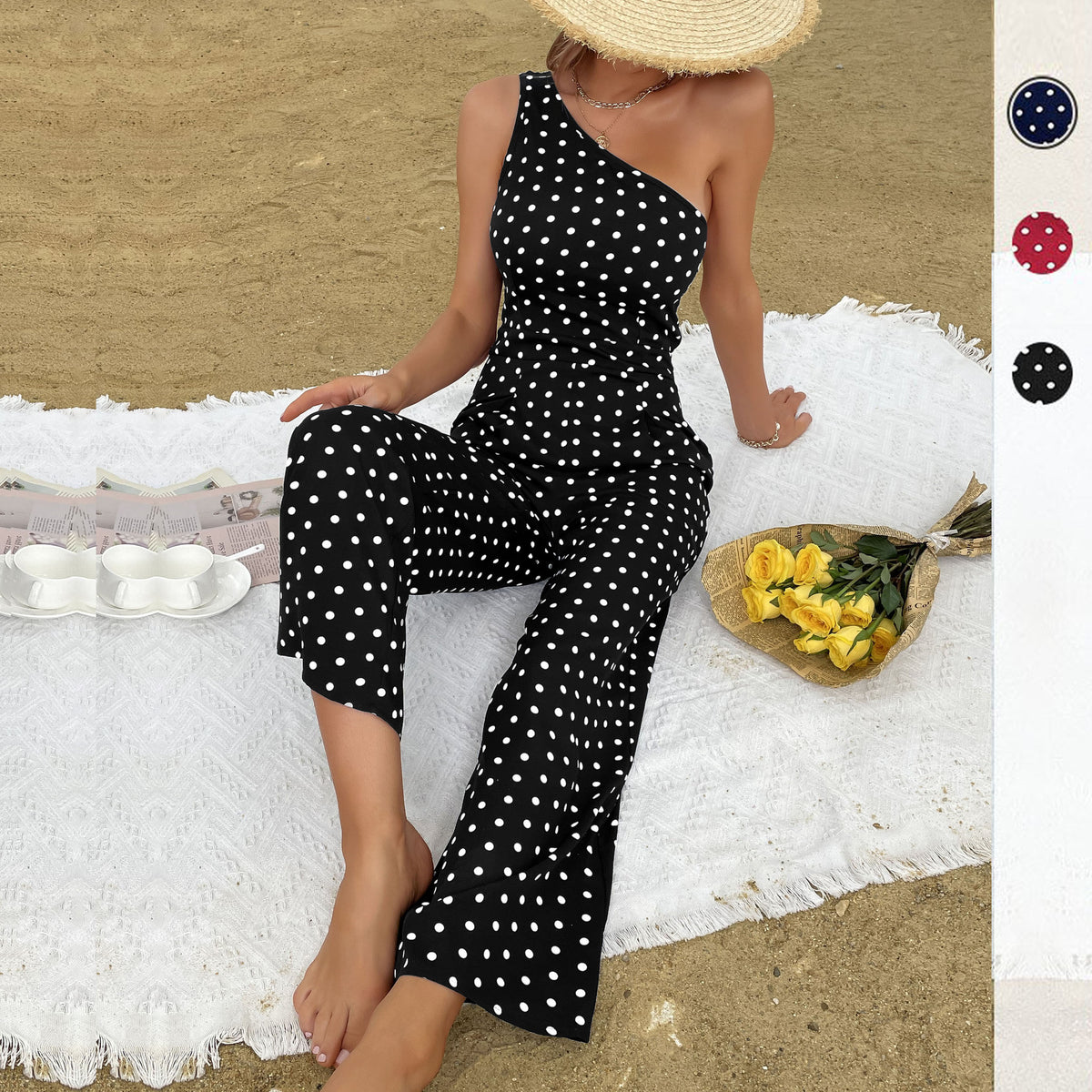 Women's Summer Polka-Dot Sleeveless Jumpsuit